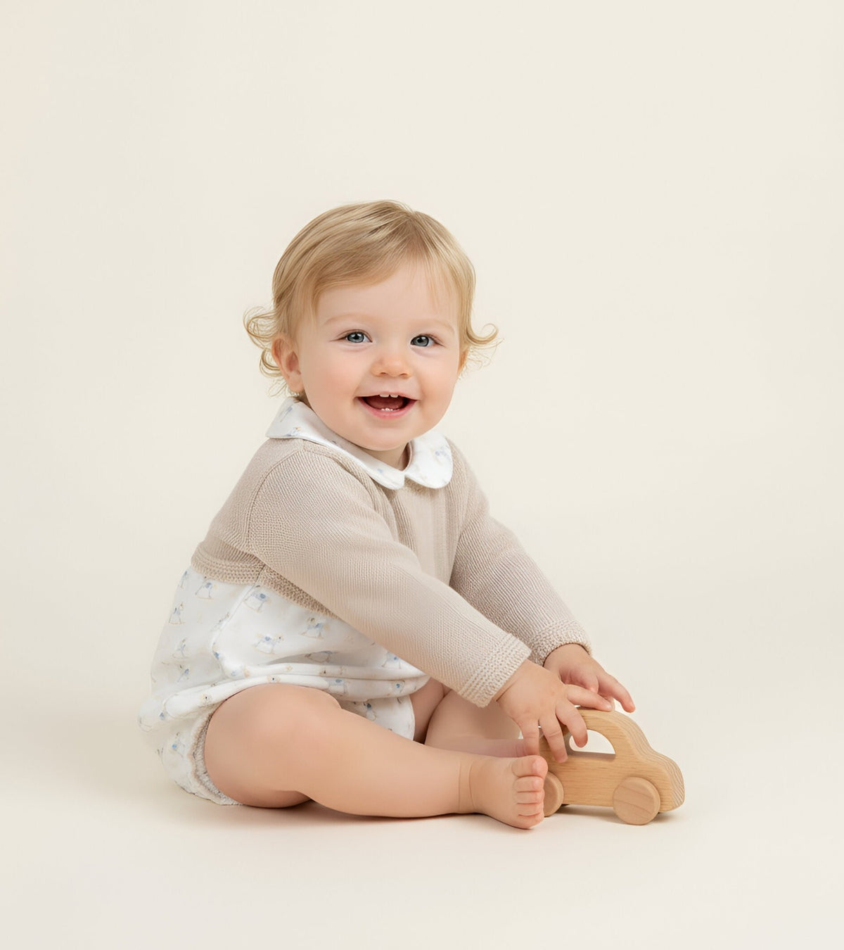 Beige Rocking Horse Romper