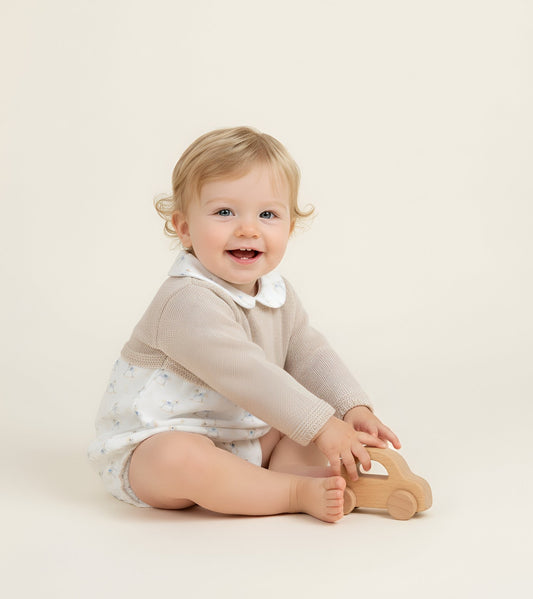 Beige Rocking Horse Romper