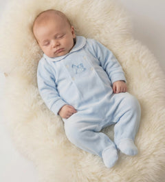 Baby Boys Blue George All in one Velour - Rocking Horse