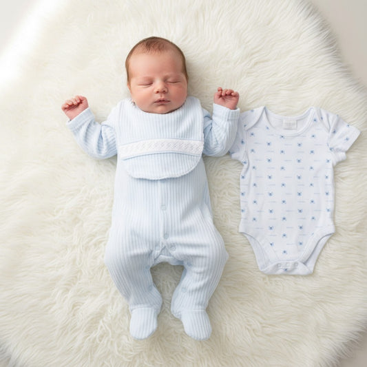 Baby Boys Ribbed 3 Piece Gift Set in Blue