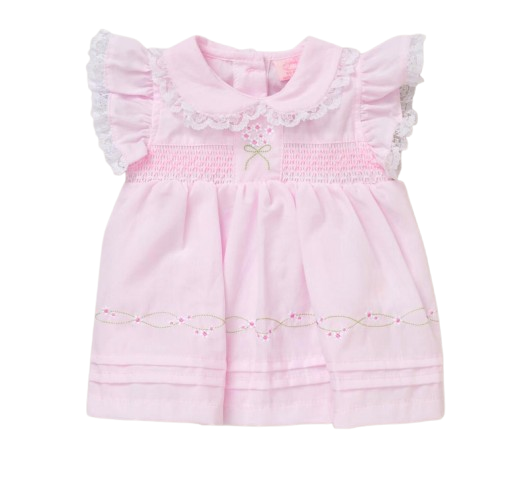 Baby Girls Pink Smocked Lace Dress