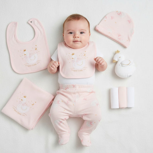 Baby Girls Swan 10 Piece Gift Set