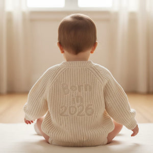 Born in 2026 Baby Cardigan - Ivory