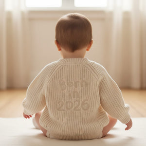Born in 2026 Baby Cardigan - Ivory