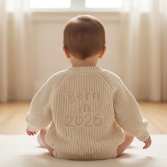 Born in 2026 Baby Cardigan - Ivory