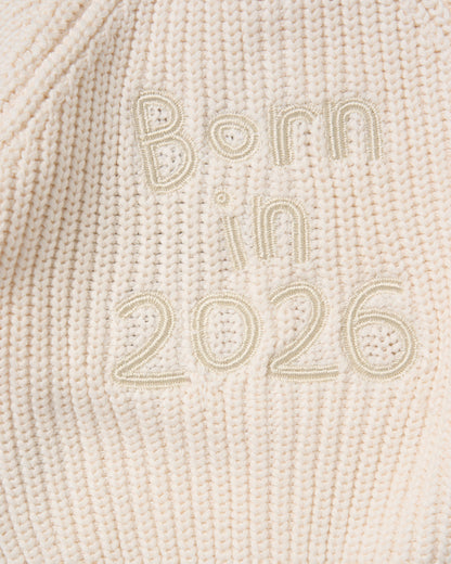 Born in 2026 Baby Cardigan - Ivory