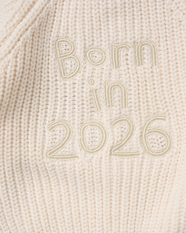 Born in 2026 Baby Cardigan - Ivory
