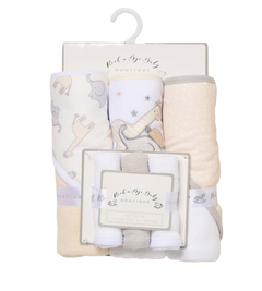 Baby Hooded Towel and Wash Cloth Gift Set "Safari"