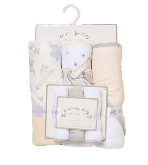 Baby Hooded Towel and Wash Cloth Gift Set "Safari"