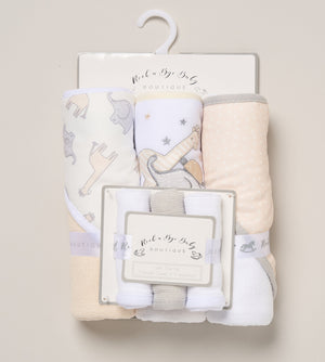 Baby Hooded Towel and Wash Cloth Gift Set "Safari"