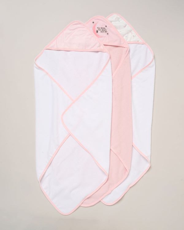 Baby Hooded Towel & Wash Cloth Gift Set – The Moon, The Stars & Me (Pink)