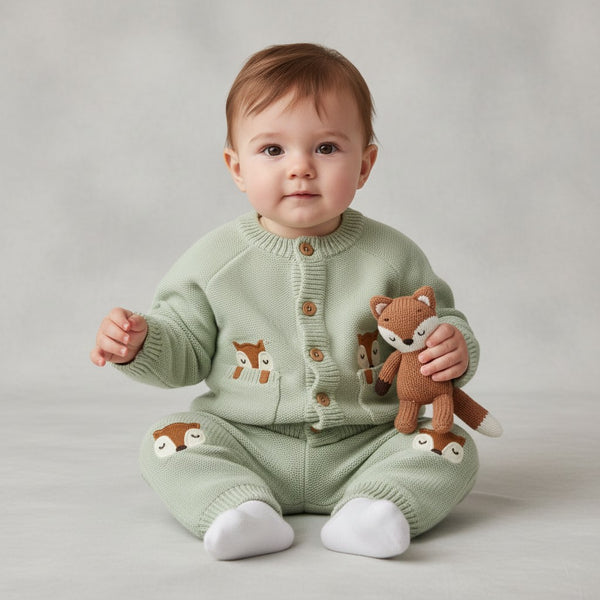 Baby True Knit Fox Cardigan & Trousers Set