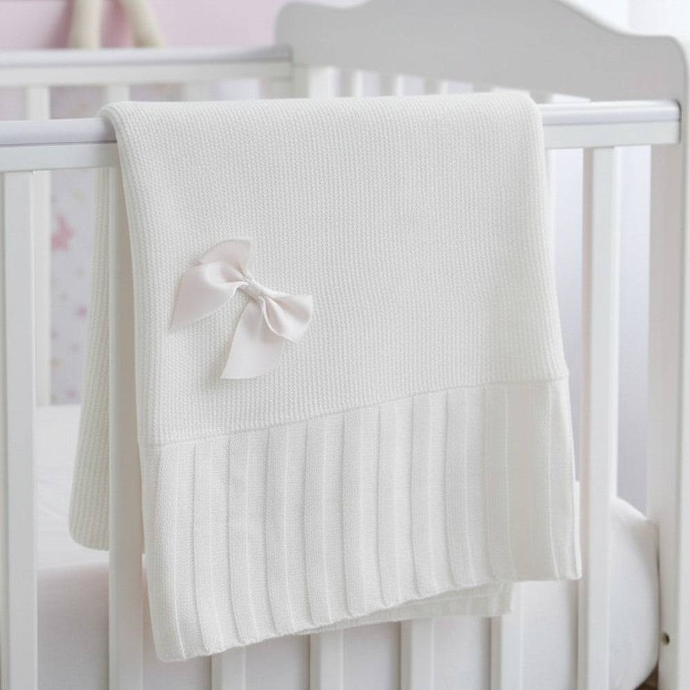 Snuggle Baby Square White Bow Shawl – White