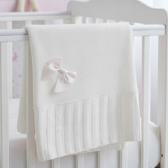 Snuggle Baby Square White Bow Shawl – White