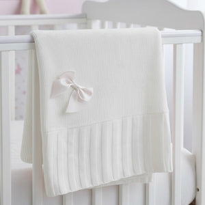 Snuggle Baby Square White Bow Shawl – White