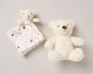 Snuggle Tots Bear Toy & Comforter Gift Set – White