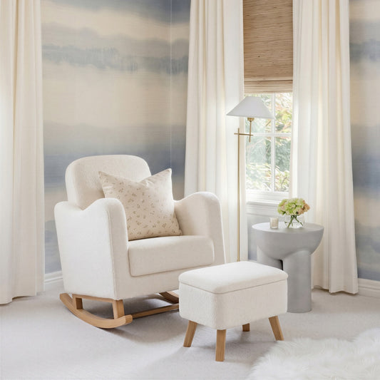 Bebe & Beyond Soother Nursing Chair & Footstool – Off White Bouclé
