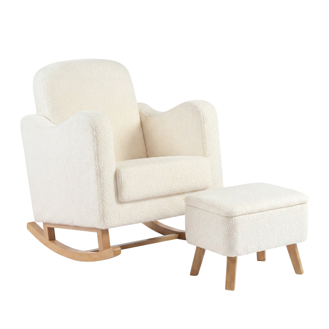 Bebe & Beyond Soother Nursing Chair & Footstool – Off White Bouclé