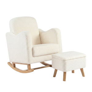 Bebe & Beyond Soother Nursing Chair & Footstool – Off White Bouclé