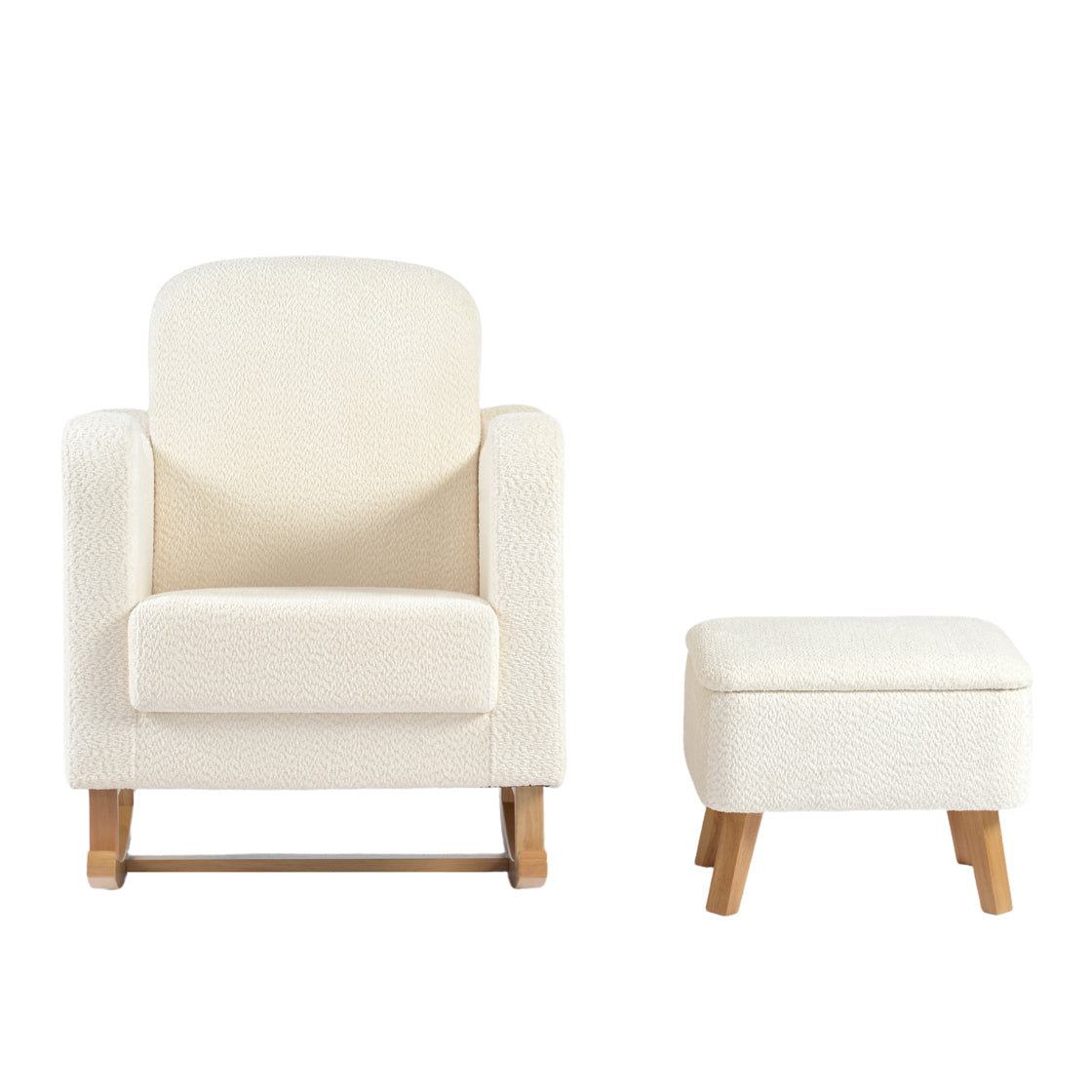 Bebe & Beyond Soother Nursing Chair & Footstool – Off White Bouclé