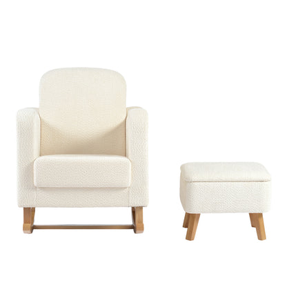 Bebe & Beyond Soother Nursing Chair & Footstool – Off White Bouclé