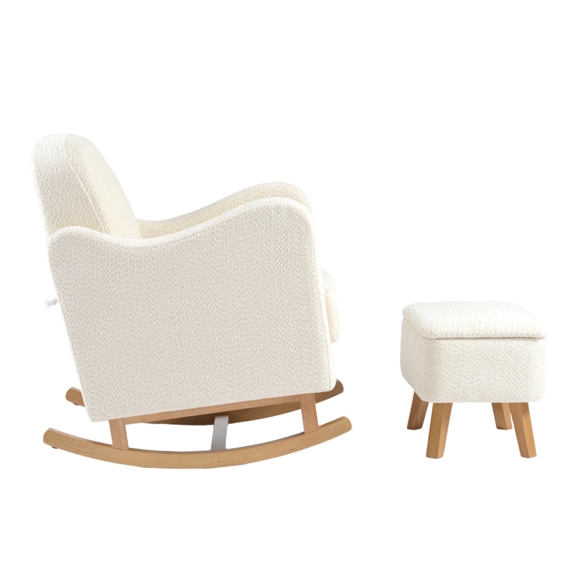 Bebe & Beyond Soother Nursing Chair & Footstool – Off White Bouclé