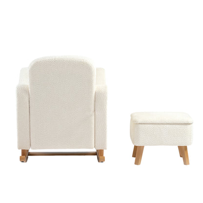 Bebe & Beyond Soother Nursing Chair & Footstool – Off White Bouclé