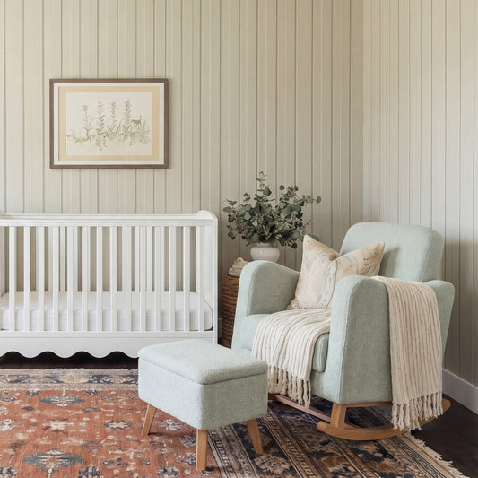 Bebe & Beyond Soother Nursing Chair & Footstool – Sage Bouclé