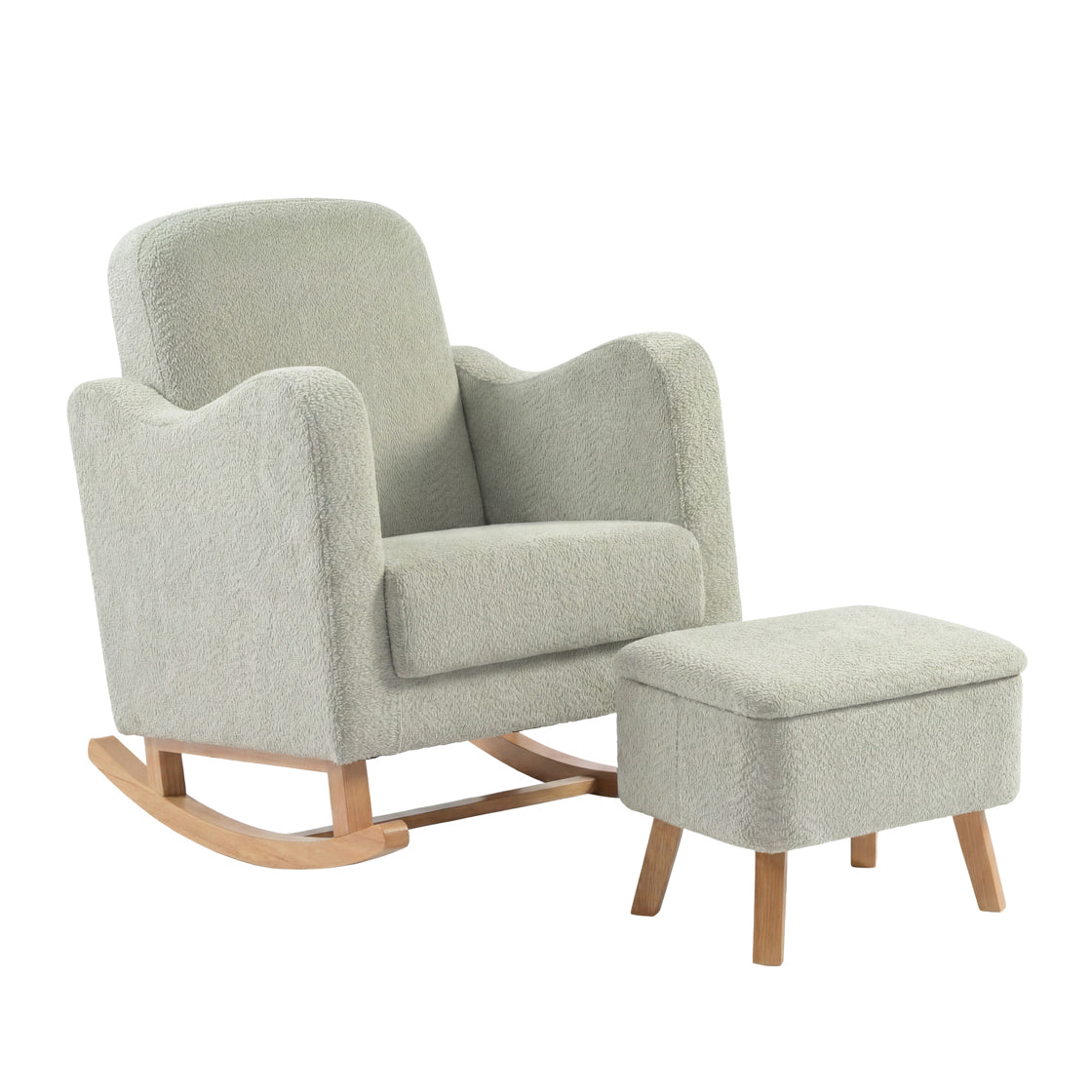 Bebe & Beyond Soother Nursing Chair & Footstool – Sage Bouclé