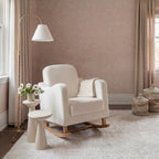 Bebe & Beyond Soother Nursing Chair Off White Bouclé nursery rocking chair with deep cushions and wooden rocking base