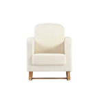Bebe & Beyond Soother Nursing Chair Off White Bouclé nursery rocking chair with deep cushions and wooden rocking base front view