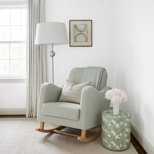 Bebe & Beyond Soother Nursing Chair – Sage Bouclé