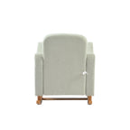 Bebe & Beyond Soother Nursing Chair Sage Green Bouclé upholstered nursery rocking chair with wooden rocking base rear view