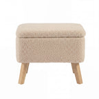 Bebe & Beyond Soother Oatmeal Teddy nursing rocking chair and matching padded storage footstool with natural wooden base footstool image