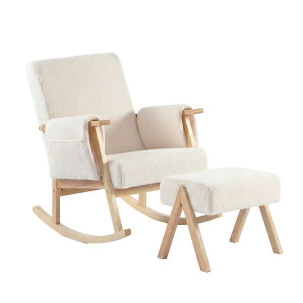 Bebe & Beyond Storyteller Nursing Chair & Footstool – Off White Teddy