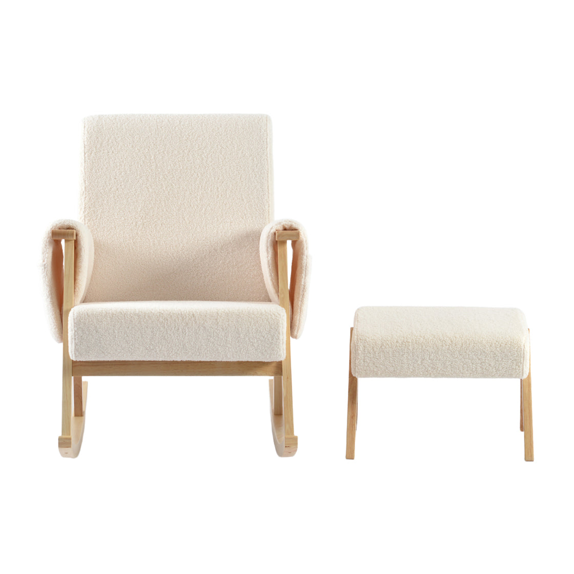 Bebe & Beyond Storyteller Nursing Chair & Footstool – Off White Teddy