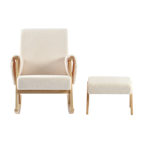 Bebe & Beyond Storyteller Nursing Chair & Footstool – Off White Teddy