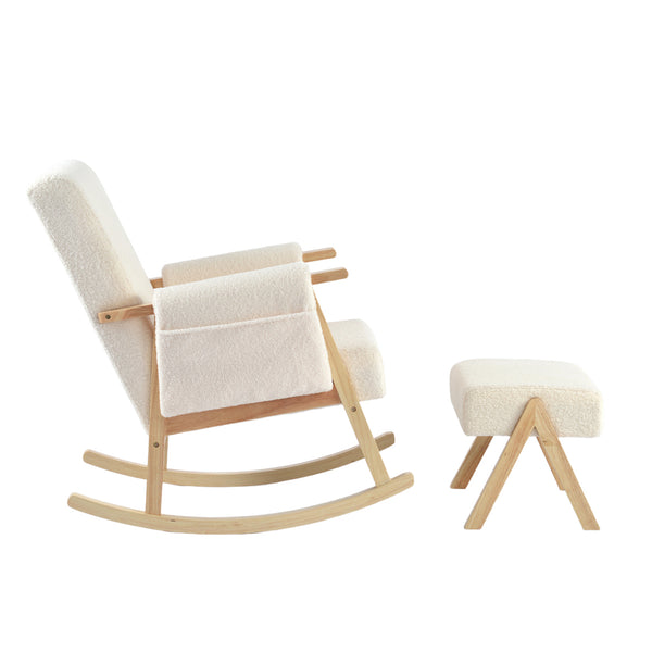 Bebe & Beyond Storyteller Nursing Chair & Footstool – Off White Teddy