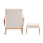 Bebe & Beyond Storyteller Nursing Chair and matching Footstool in Off White Teddy sherpa-style fabric rear view