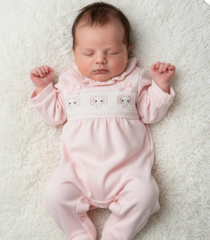 Premature Baby Girls Elephant smocked Romper