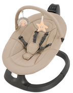 Beigestyle oyster ocean rocker buttermilk baby rocker with black base and plush star face toys on arch
