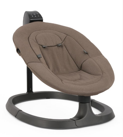 Babystyle oyster ocean rocker mink brown fabric baby swing with black plastic frame and control panel