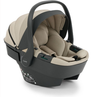 Beige and black oyster 4 buttermilk essentials infant car seat with soft padded interior and adjustable handle