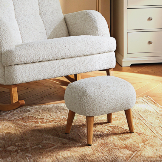Cuddle Co Etta Nursing Chair Plus Foot Stool - Boucle Off White