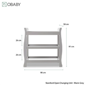 OBaby Stamford Sleigh Open Changing Unit in Warm Grey