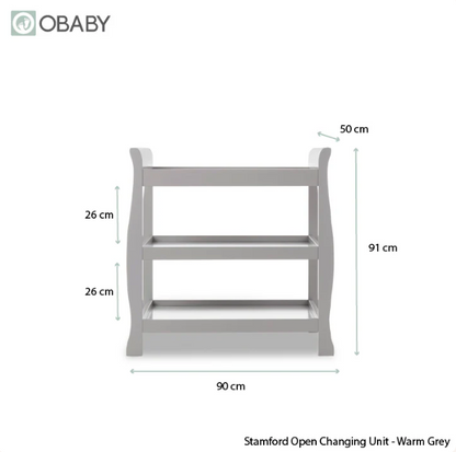 OBaby Stamford Sleigh Open Changing Unit in Warm Grey