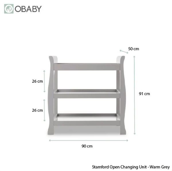 OBaby Stamford Sleigh Open Changing Unit in Warm Grey