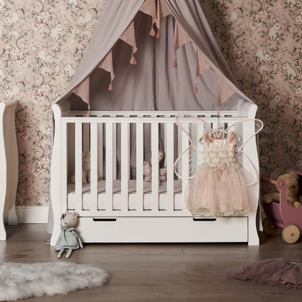 OBaby Stamford Mini Sleigh Cot Bed - White
