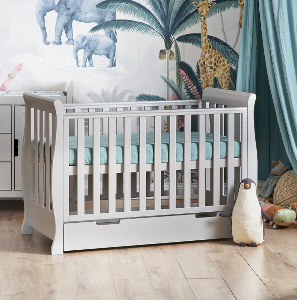 OBaby Stamford Mini Sleigh Cot Bed - Warm Grey