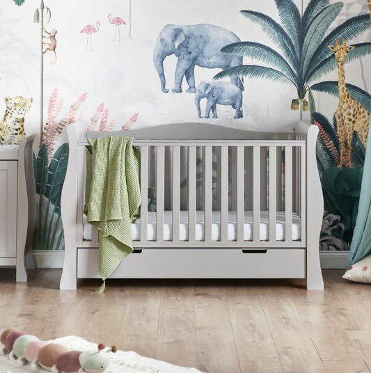 OBaby Stamford Luxe Cot Bed - Warm Grey with Under Bed Drawer